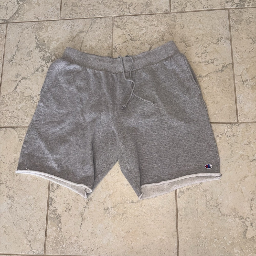 Champion Reverse Weave Sweat Shorts Mens 2XL Gray Cut Off Drawstring Thick Heavy